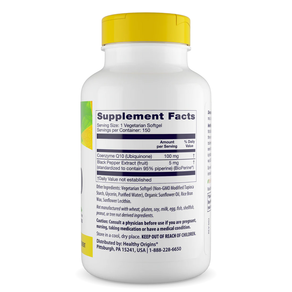 Healthy Origins CoQ10 100 mg (BioPerine) | 150 Veggie Softgels