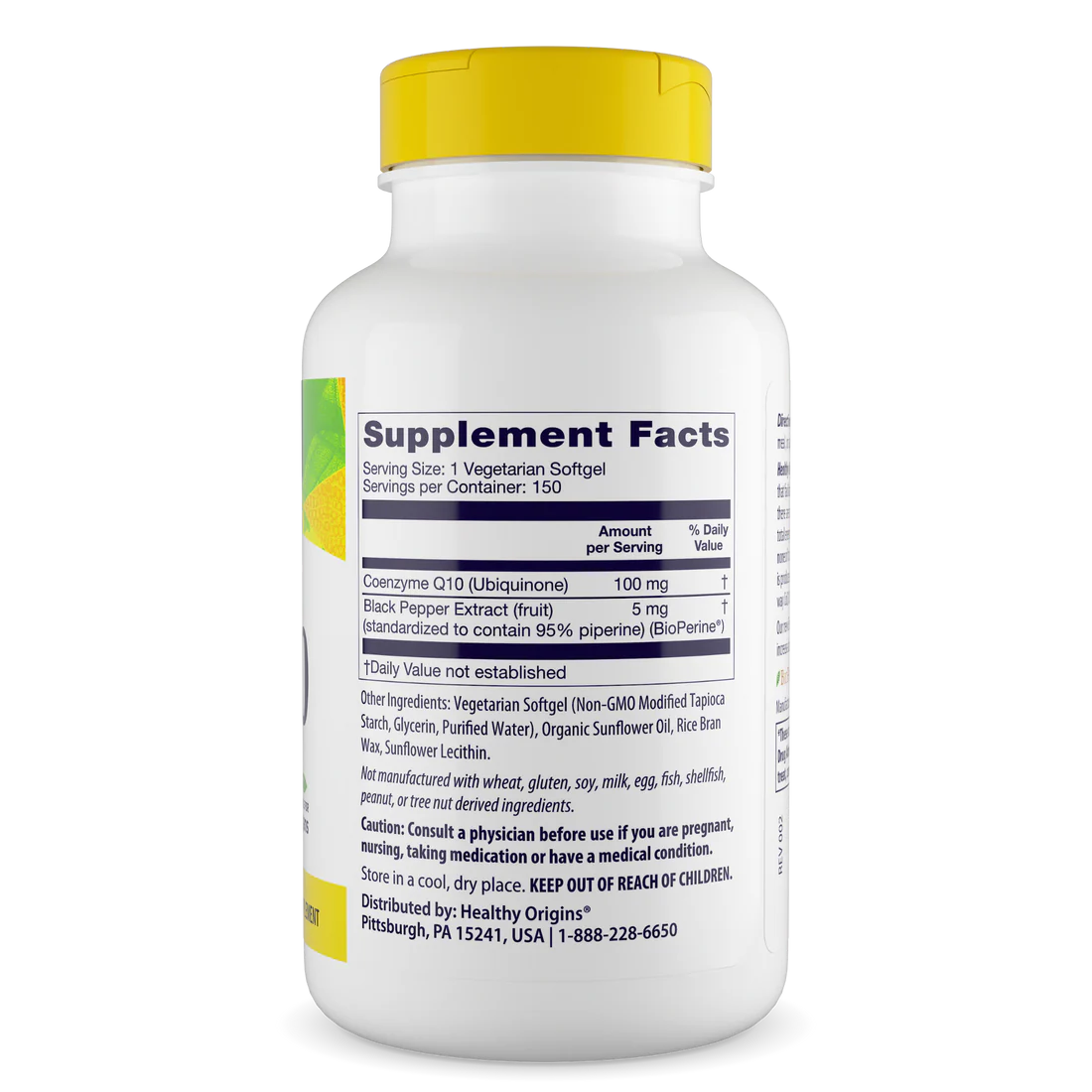 Healthy Origins CoQ10 100 mg (BioPerine) | 150 Veggie Softgels