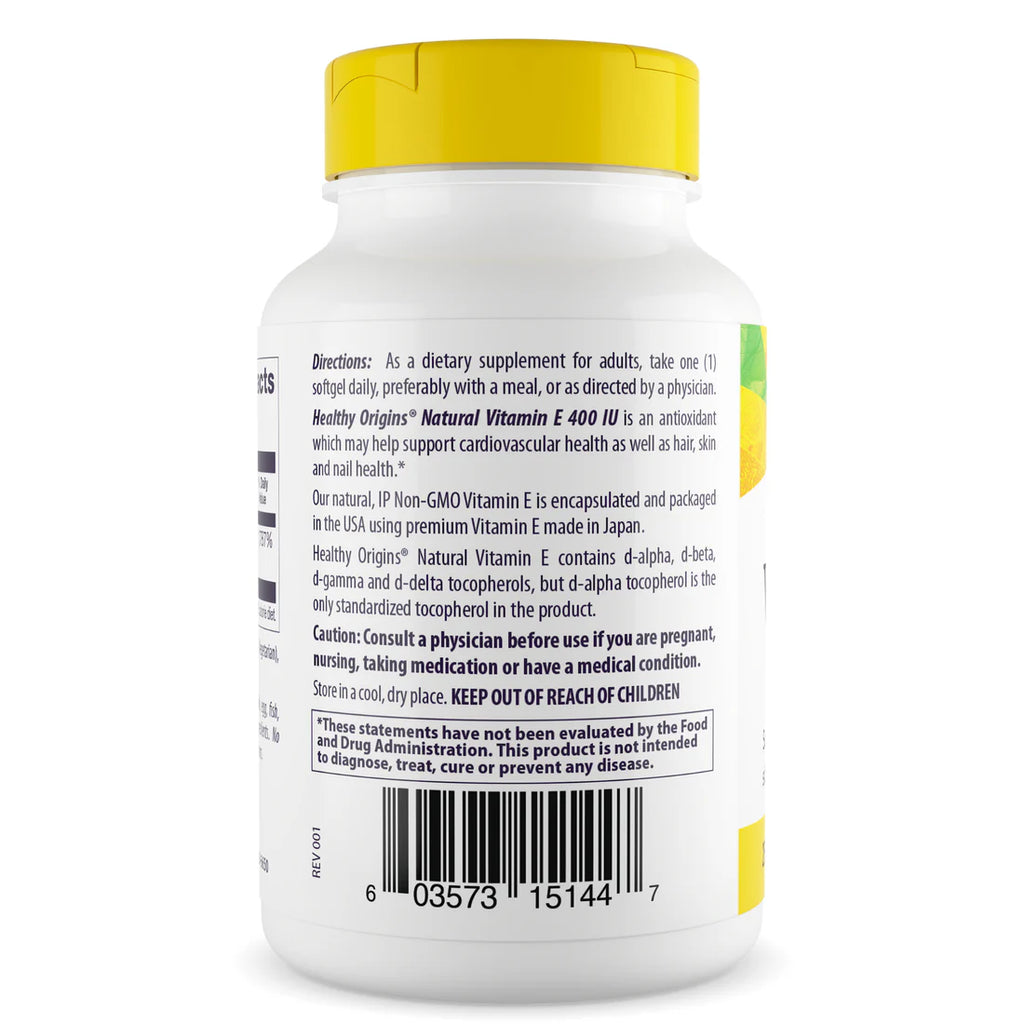 Healthy Origins Vitamin E 400 IU (268 mg) | 90 Softgels