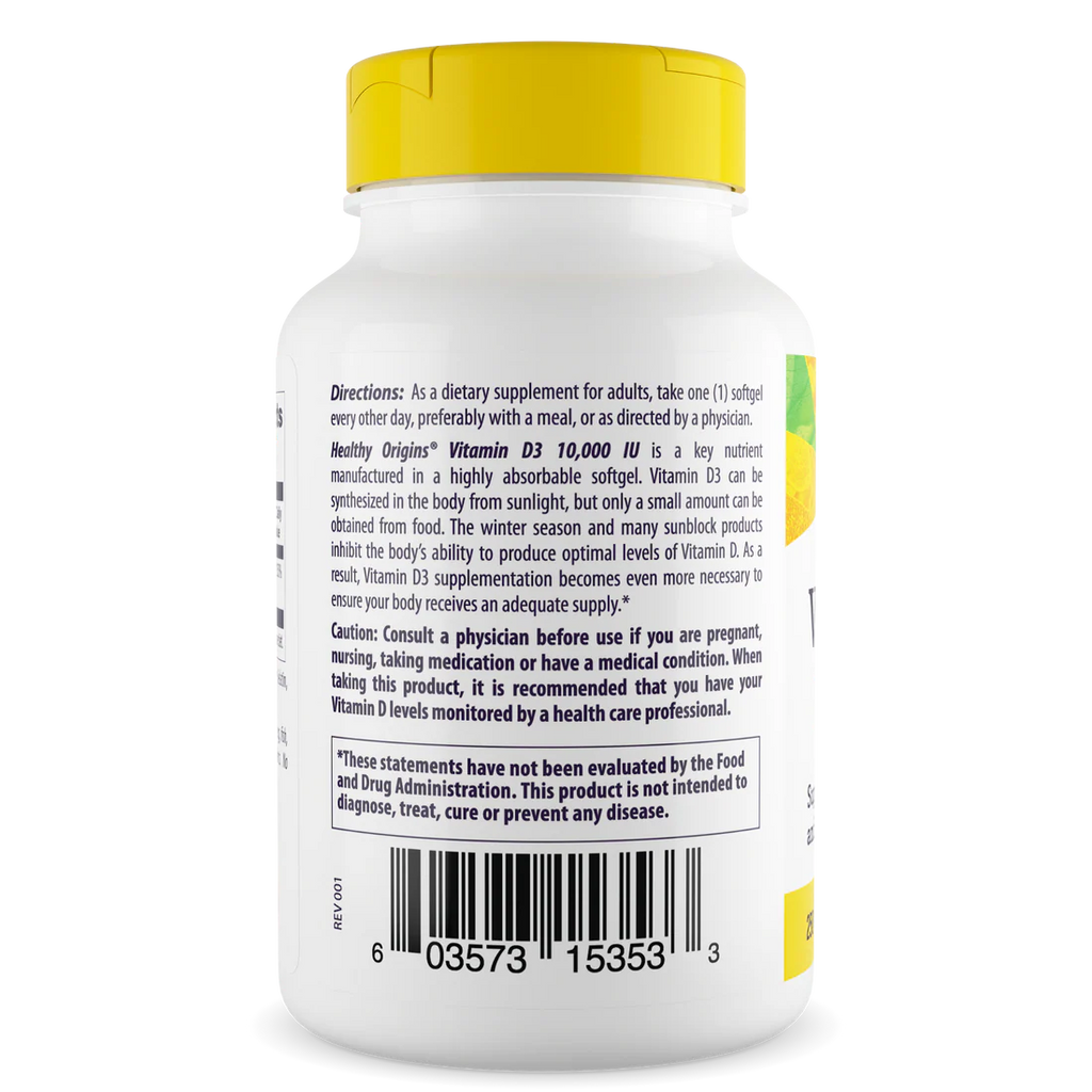 Healthy Origins Vitamin D3 10,000 IU (250 mcg) | 120 Softgels