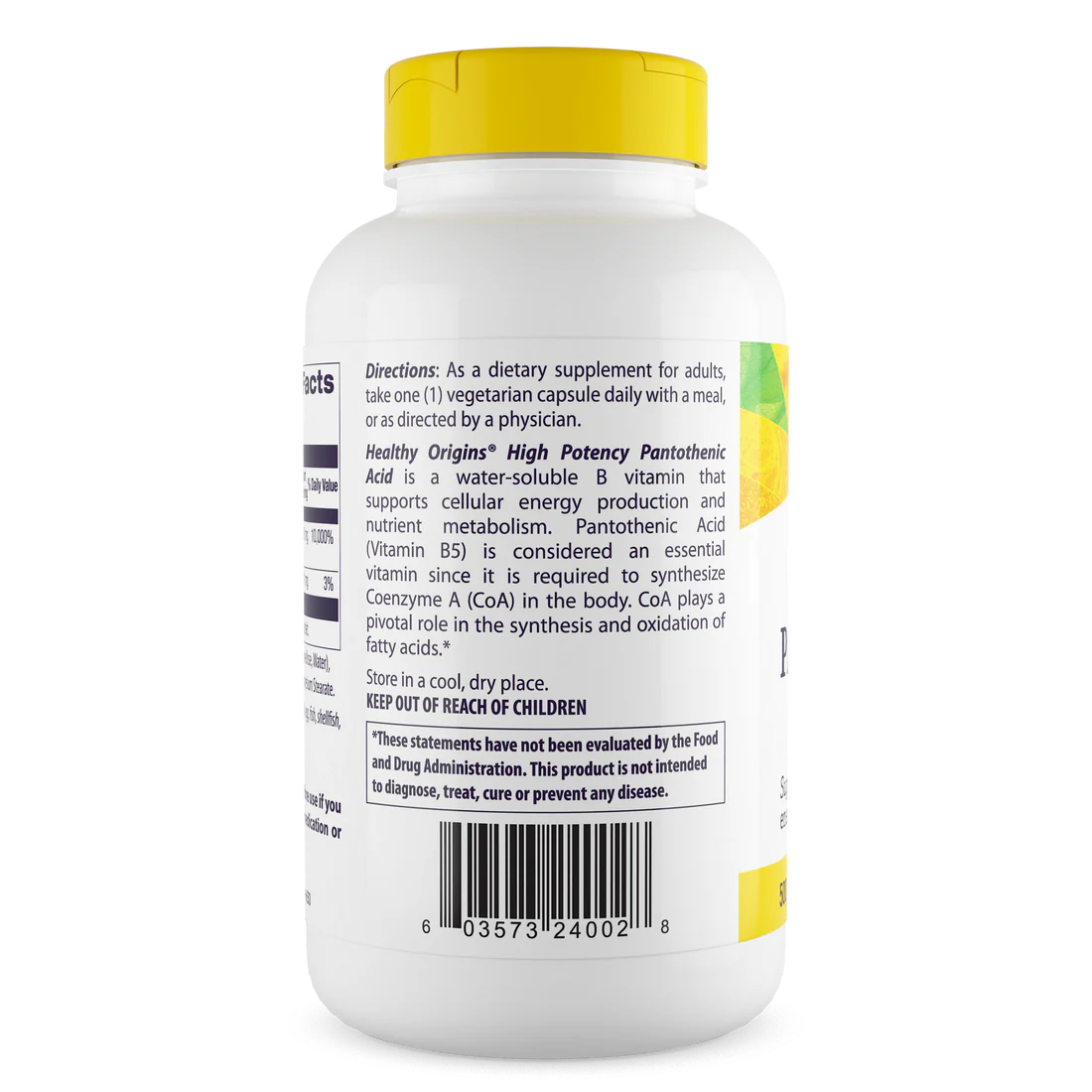 Healthy Origins Pantothenic Acid 500 mg | 240 Veggie Capsules