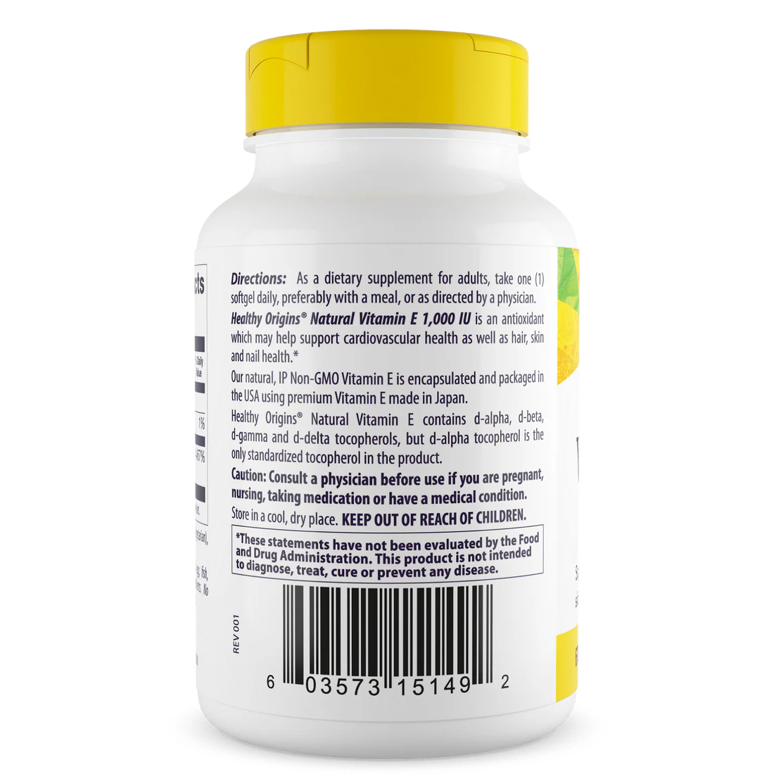 Healthy Origins Vitamin E 1,000 IU (670 mg) | 60 Softgels