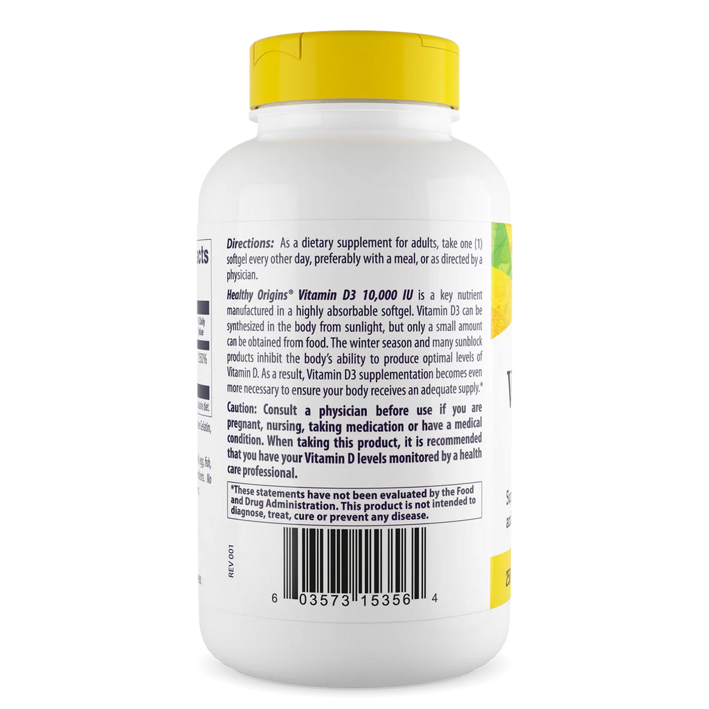 Healthy Origins Vitamin D3 10,000 IU (250 mcg) | 360 Softgels