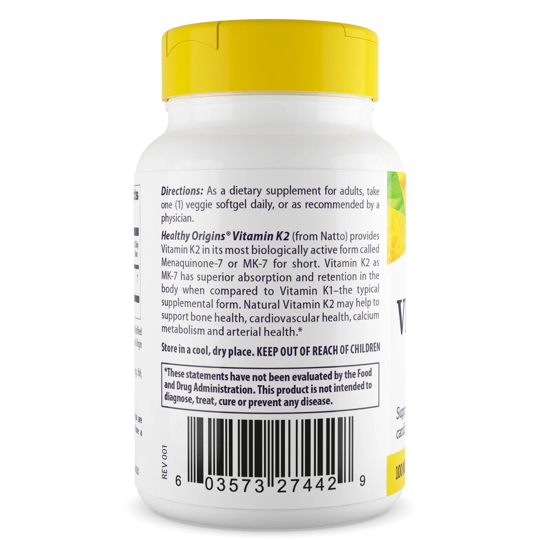 Healthy Origins Vitamin K2 as MK-7 100 mcg | 60 Veggie Softgels