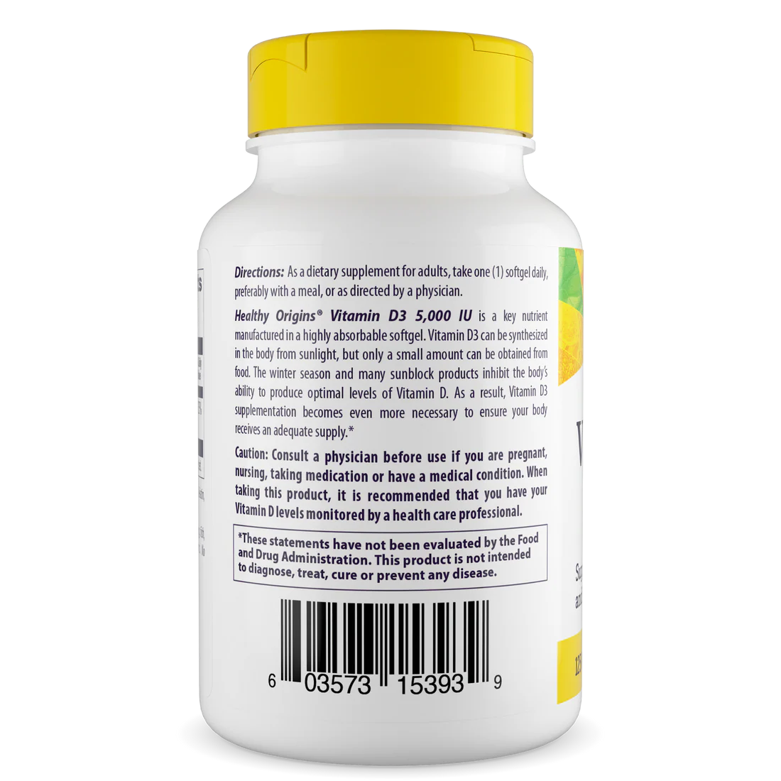 Healthy Origins Vitamin D3 (with MCT Oil) 5,000 IU (125 mcg) | 120 Softgels
