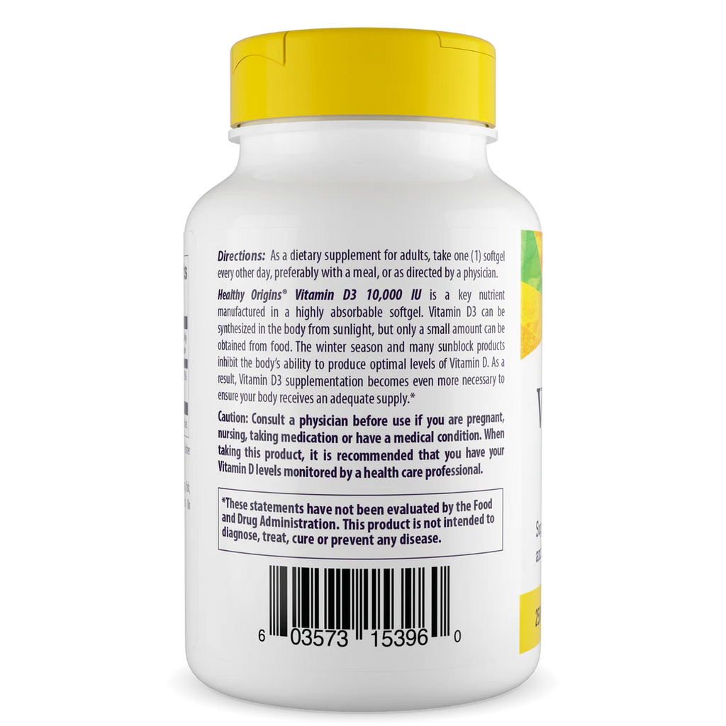 Healthy Origins Vitamin D3 10,000 IU (250 mcg) | 120 Softgels