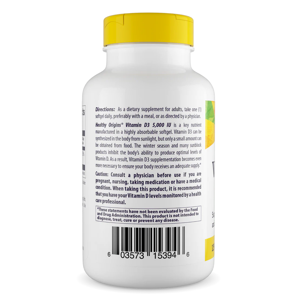 Healthy Origins Vitamin D3 5,000 IU (125 mcg) | 360 Softgels