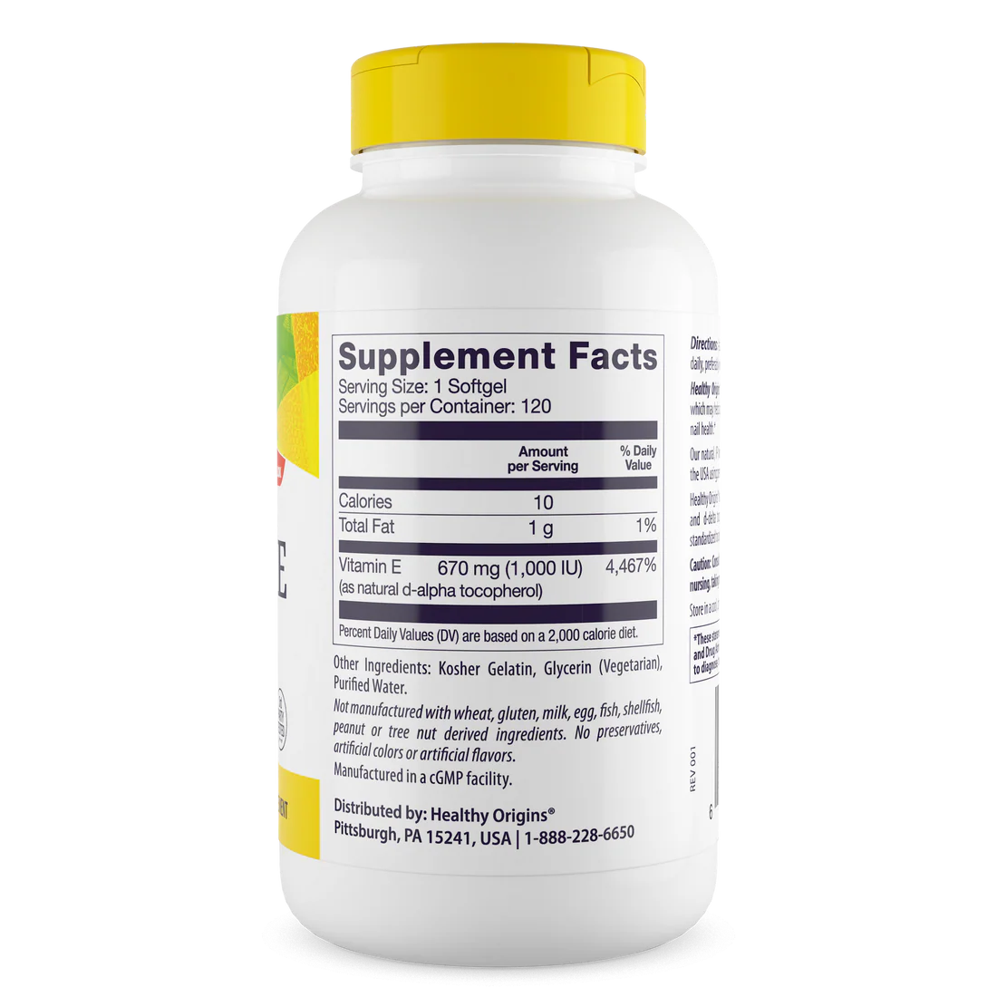 Healthy Origins Vitamin E 1,000 IU (670 mg) | 120 Softgels